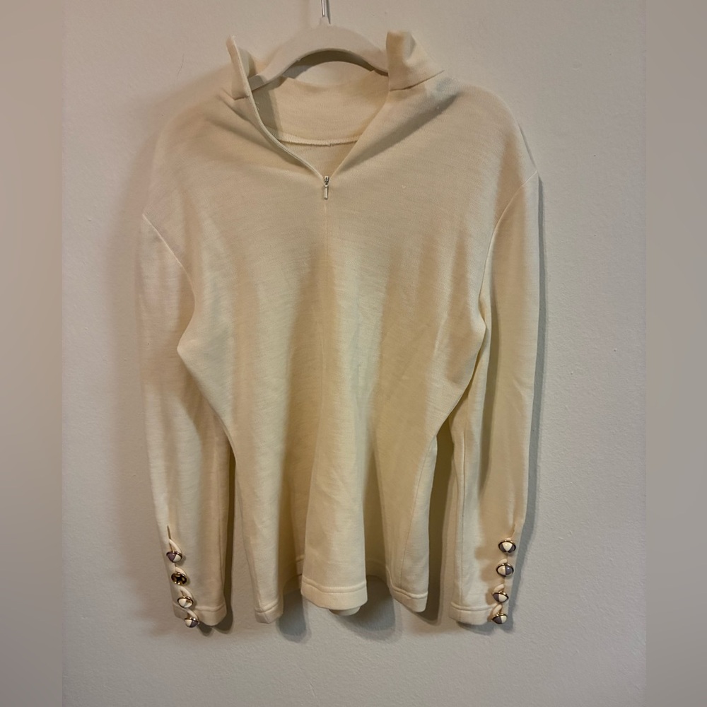 Vintage Mark Eisen 100% Pure Wool Quarter-Zip Top